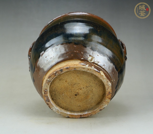 古玩陶瓷耀州窯兔毫釉四系罐真品鑒賞圖