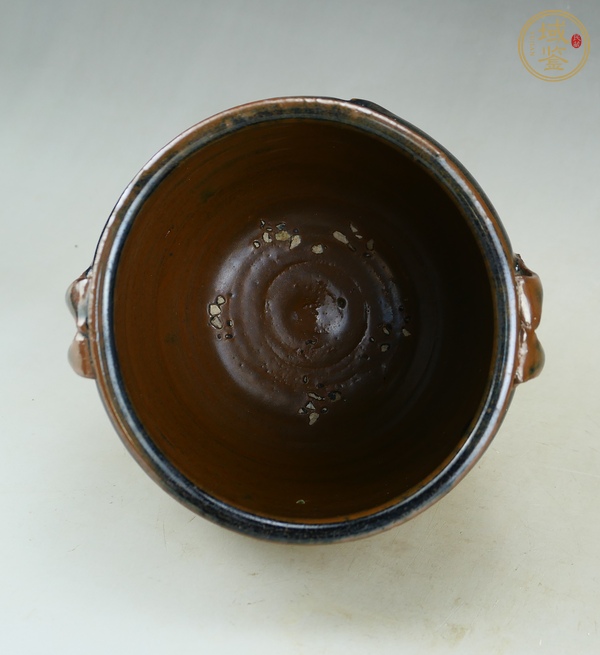 古玩陶瓷耀州窯兔毫釉四系罐真品鑒賞圖