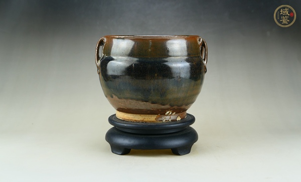 古玩陶瓷耀州窯兔毫釉四系罐真品鑒賞圖