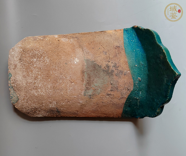 古玩陶瓷孔雀藍(lán)釉龍紋瓦當(dāng)真品鑒賞圖