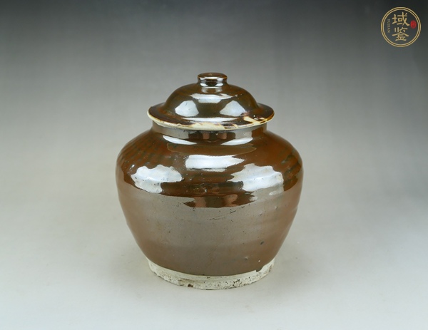 古玩陶瓷定窯系紫金釉蓋罐真品鑒賞圖