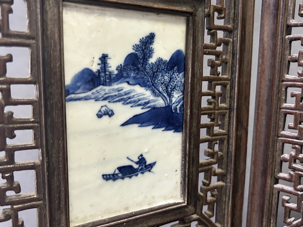古玩陶瓷清晚·青花山水人物故事紋屏風拍賣,當前價格11968元