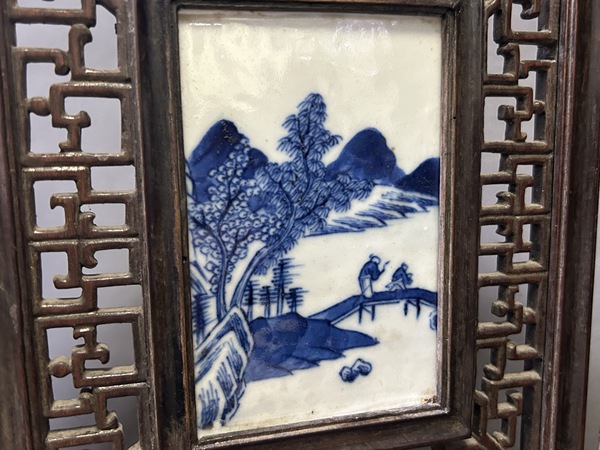 古玩陶瓷清晚·青花山水人物故事紋屏風拍賣，當前價格11968元