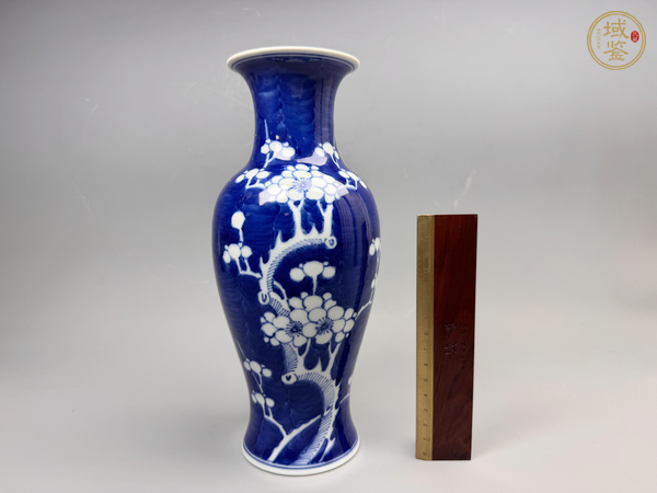 古玩陶瓷清末民初·青花留白折枝冰梅紋觀音瓶真品鑒賞圖