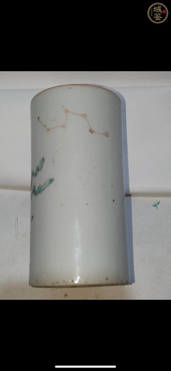 古玩陶瓷粉彩魁星圖筆筒真品鑒賞圖