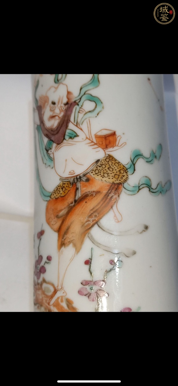 古玩陶瓷粉彩魁星圖筆筒真品鑒賞圖