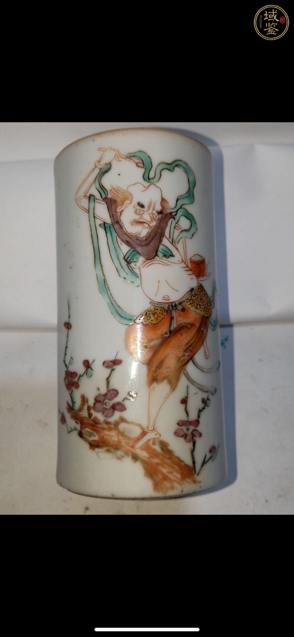 古玩陶瓷粉彩魁星圖筆筒真品鑒賞圖