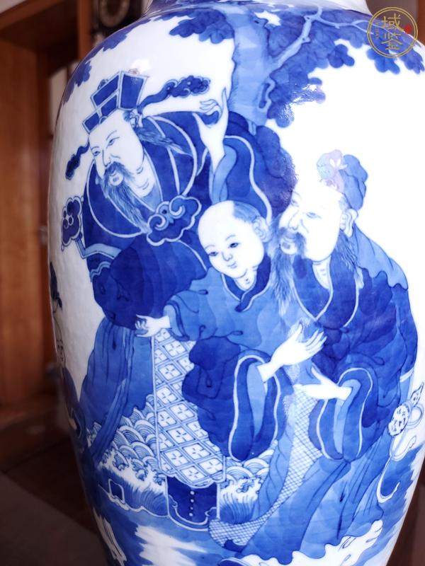 古玩陶瓷青花三星高照圖撇口瓶真品鑒賞圖