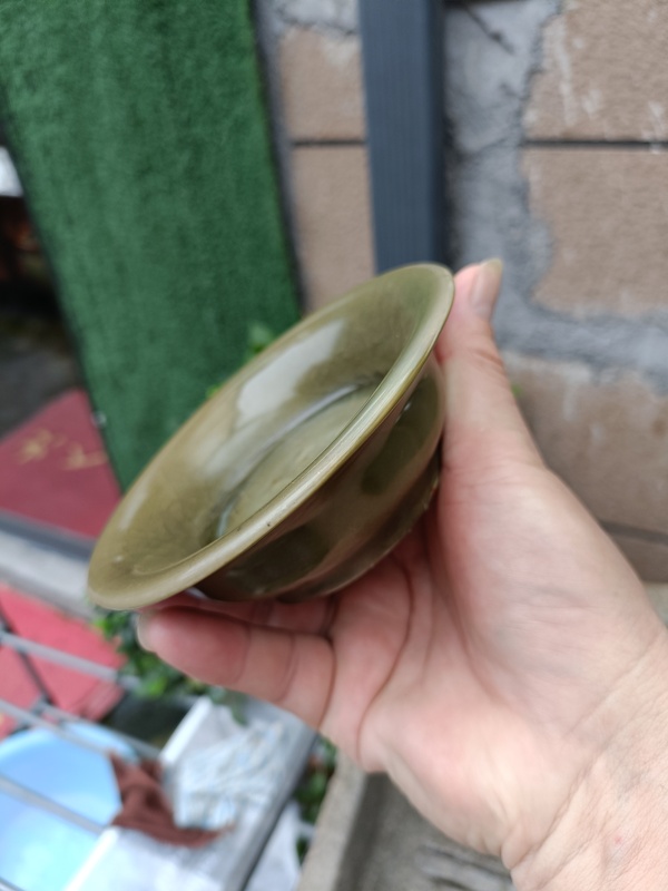 古玩陶瓷宋末元初龍泉青瓷鱔魚黃釉花卉折沿洗拍賣，當前價格1880元