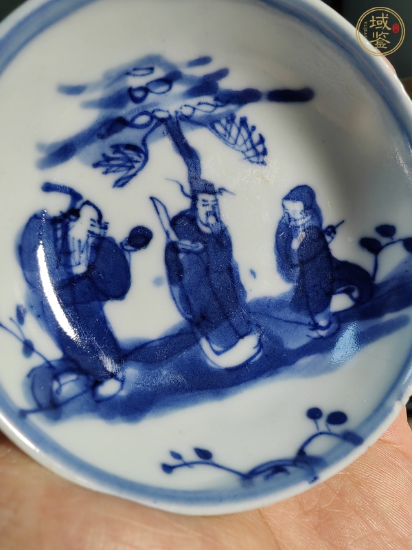 古玩陶瓷三星高照圖青花盤真品鑒賞圖
