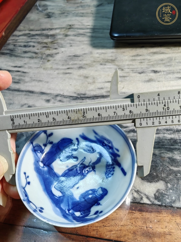 古玩陶瓷三星高照圖青花盤真品鑒賞圖