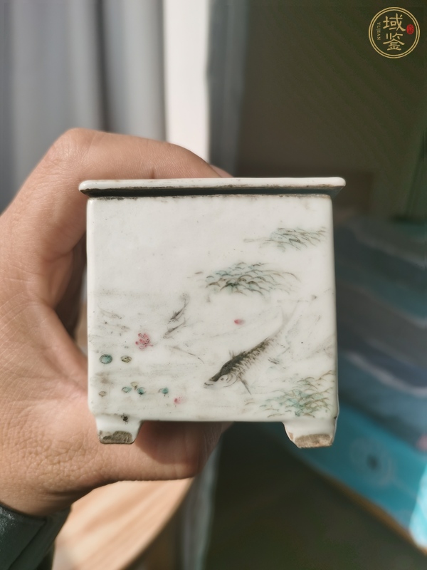 古玩陶瓷汪照黎款淺絳彩文房真品鑒賞圖