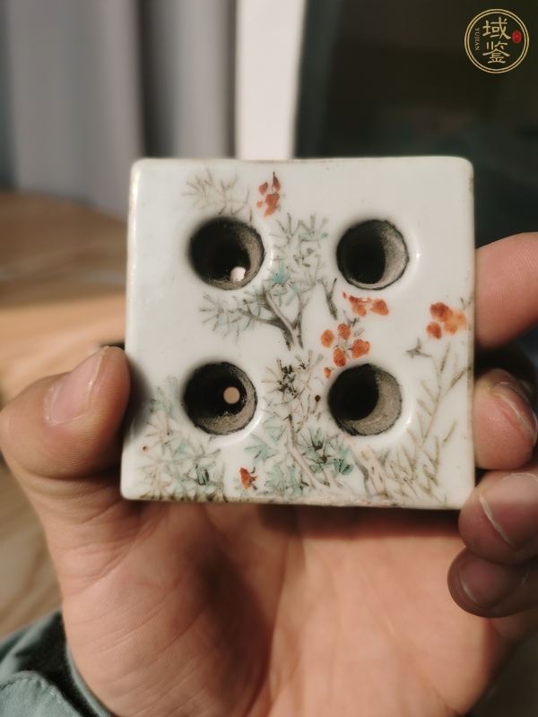 古玩陶瓷汪照黎款淺絳彩文房真品鑒賞圖