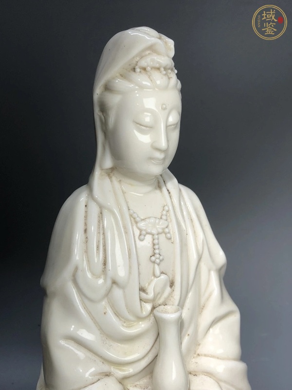 古玩陶瓷白釉觀音瓷塑真品鑒賞圖