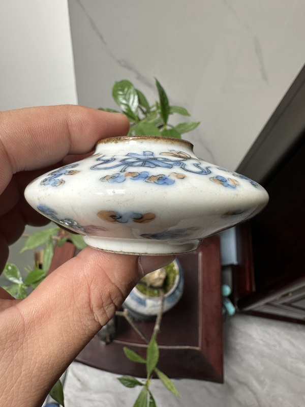 古玩陶瓷青花礬紅八寶紋水盂拍賣，當前價格8888元