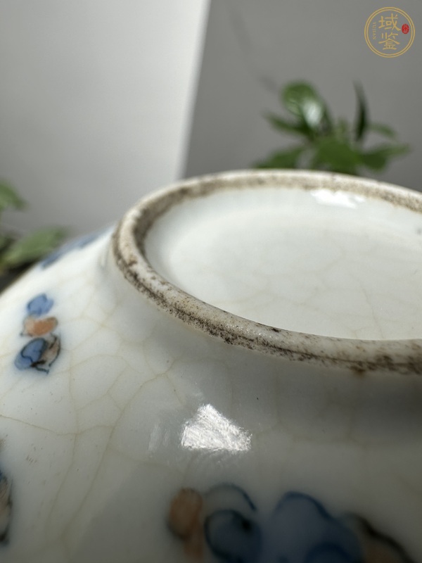 古玩陶瓷青花礬紅八寶紋水盂真品鑒賞圖