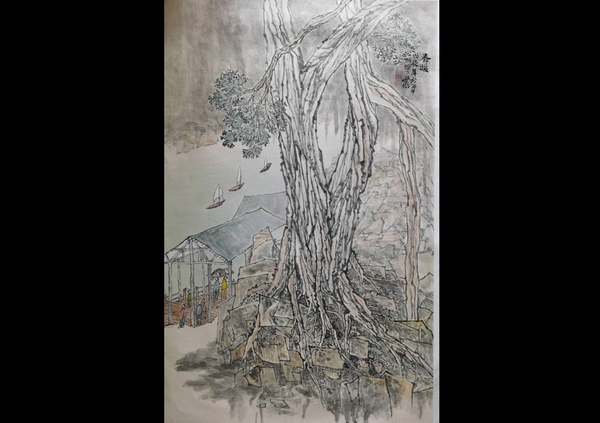 古玩字畫已故廣州美院教授嶺南畫派名家林豐俗山水《春暖》拍賣，當(dāng)前價格6000元