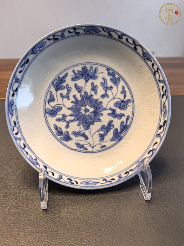 古玩陶瓷嘉慶青花煨瓷盤真品鑒賞圖