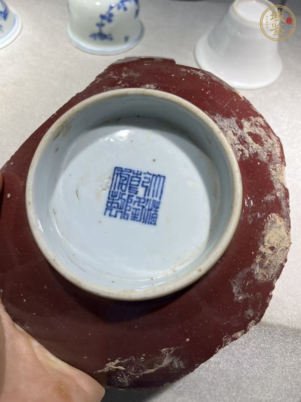 古玩陶瓷霽紅釉標本真品鑒賞圖