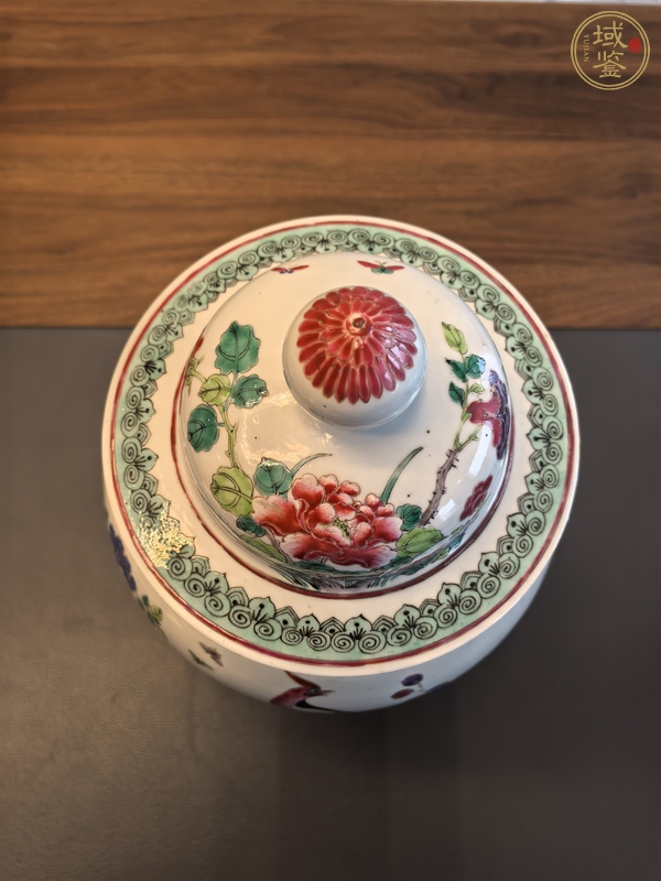 古玩陶瓷晚清細路粉彩洞石花鳥紋將軍罐真品鑒賞圖