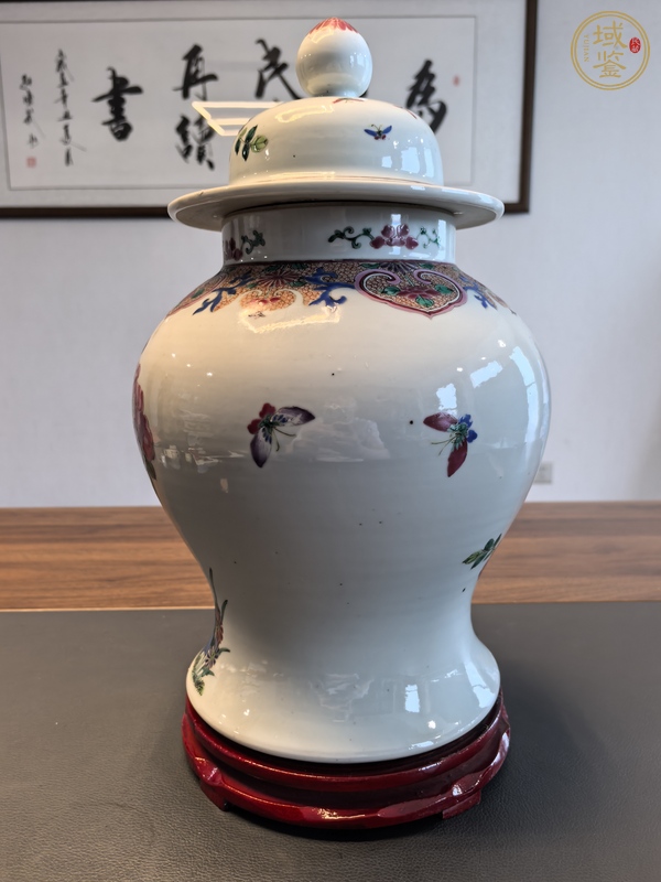 古玩陶瓷晚清細路粉彩洞石花鳥紋將軍罐真品鑒賞圖