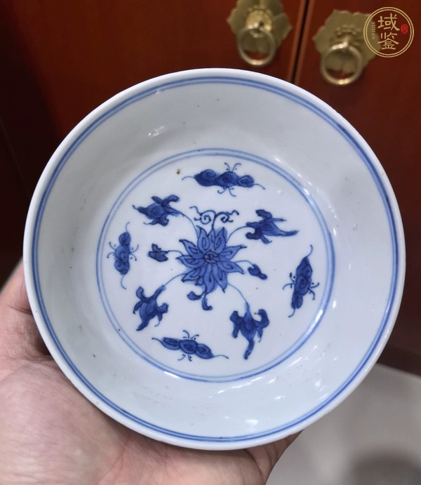 古玩陶瓷青花纏枝花卉紋盤真品鑒賞圖