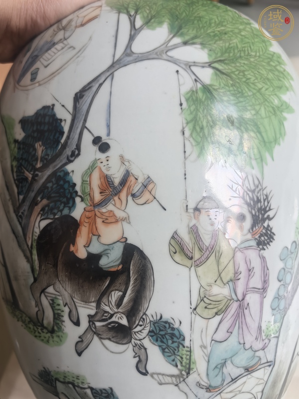 古玩陶瓷樵漁耕讀冬瓜罐真品鑒賞圖