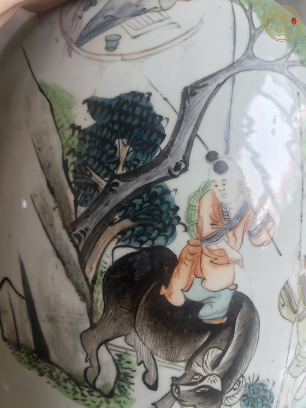 古玩陶瓷樵漁耕讀冬瓜罐真品鑒賞圖
