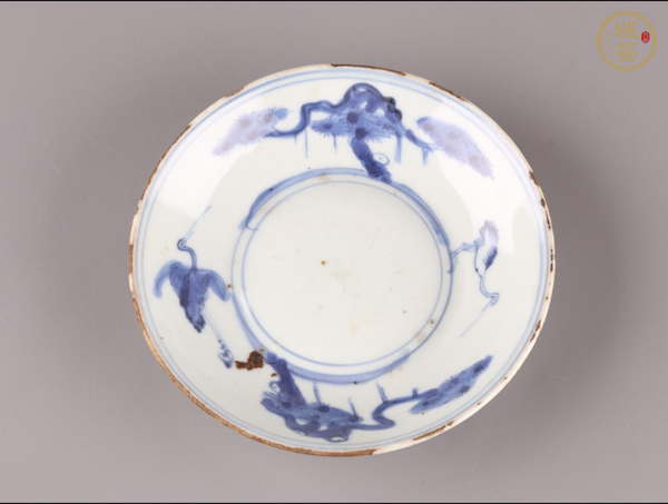 古玩陶瓷松鶴紋青花盤真品鑒賞圖