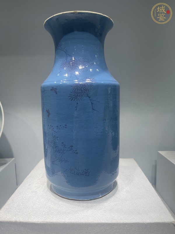 古玩陶瓷清光緒 藍地淺絳喜祿封侯瓶真品鑒賞圖