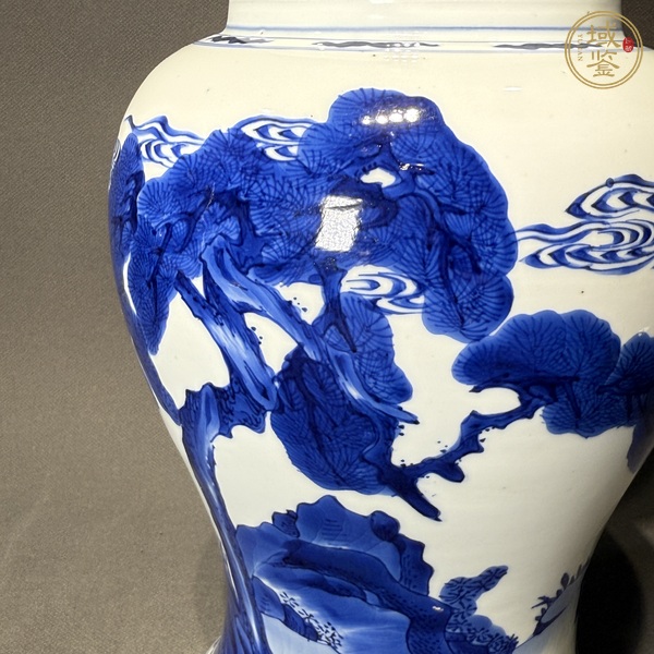 古玩陶瓷鶴鹿同春青花鳳尾尊真品鑒賞圖