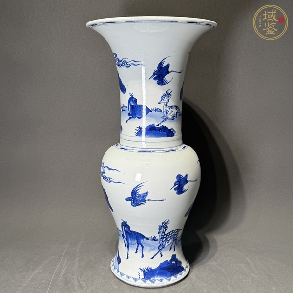 古玩陶瓷鶴鹿同春青花鳳尾尊真品鑒賞圖
