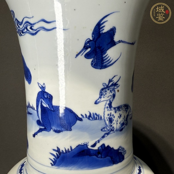 古玩陶瓷鶴鹿同春青花鳳尾尊真品鑒賞圖
