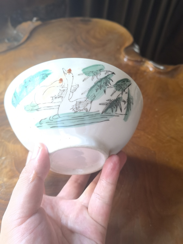 古玩陶瓷鵝紋碗拍賣,當前價格125元