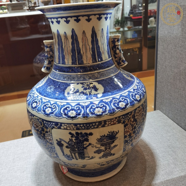 古玩陶瓷青花釉里紅尊真品鑒賞圖