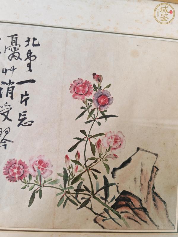 古玩字畫李鱓款花卉鏡片真品鑒賞圖