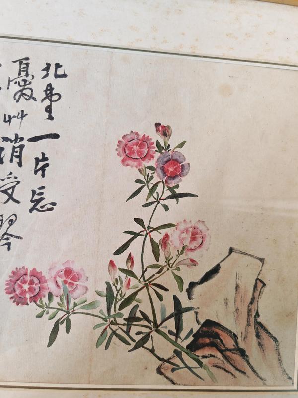 古玩字畫(huà)李鱓款花卉鏡片拍賣(mài)，當(dāng)前價(jià)格6000元