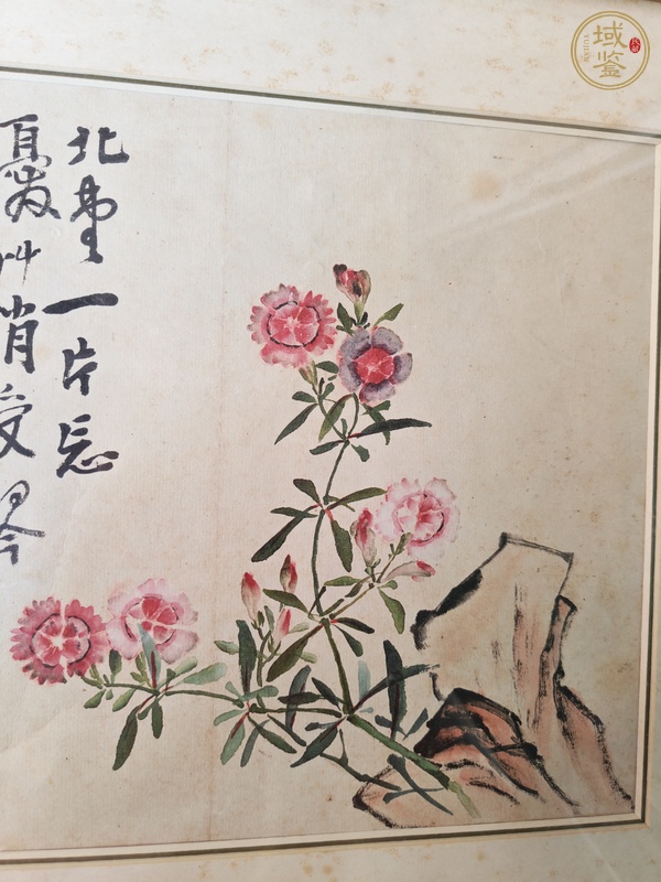 古玩字畫李鱓款花卉鏡片真品鑒賞圖