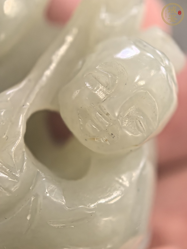 古玩玉器童子圓雕件真品鑒賞圖