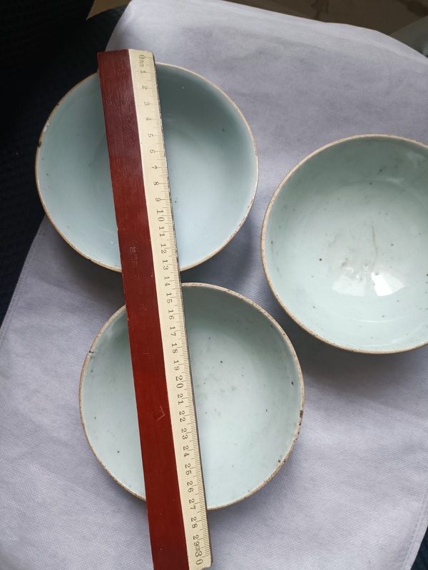 古玩陶瓷清中期豆青釉碗拍賣，當前價格58元