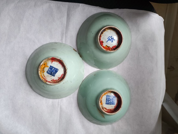 古玩陶瓷清中期豆青釉碗拍賣，當前價格58元