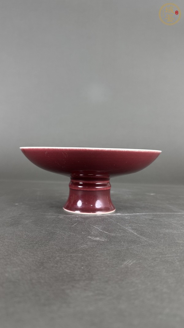 古玩陶瓷霽紅釉高足盤真品鑒賞圖