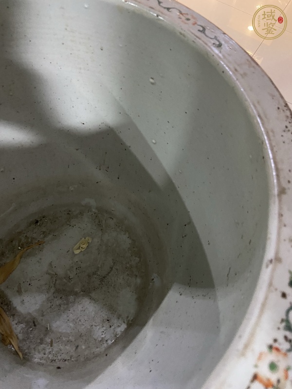 古玩陶瓷五彩開窗荷塘鴛鴦紋大缸真品鑒賞圖