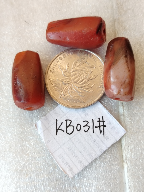 古玩玉器紅瑪瑙多棱珠3顆拍賣,當前價格99元