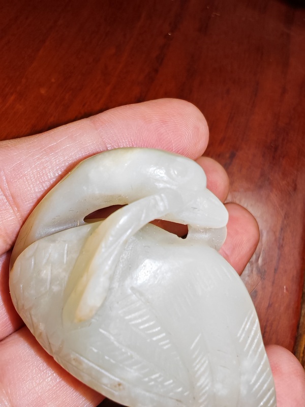 古玩玉器清.白玉大雁銜枝拍賣，當前價格6800元