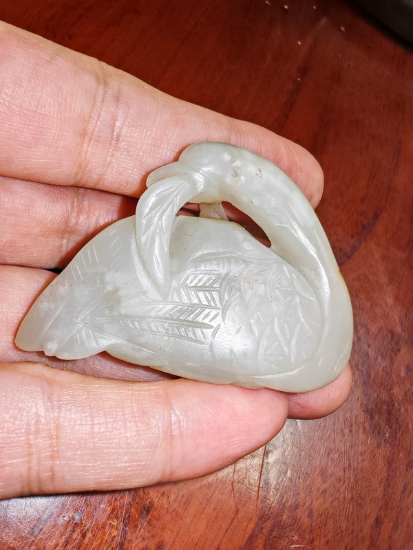 古玩玉器清.白玉大雁銜枝拍賣，當前價格6800元