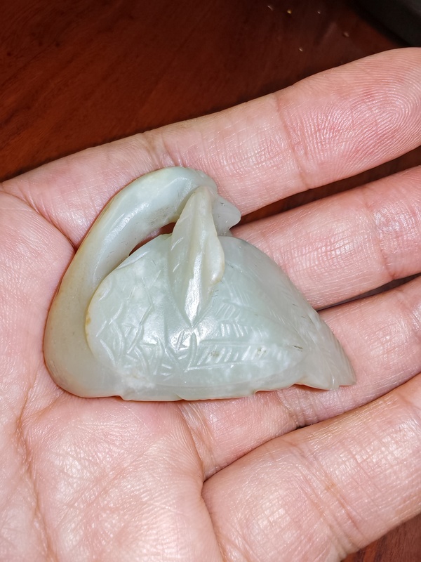 古玩玉器清.白玉大雁銜枝拍賣，當前價格6800元