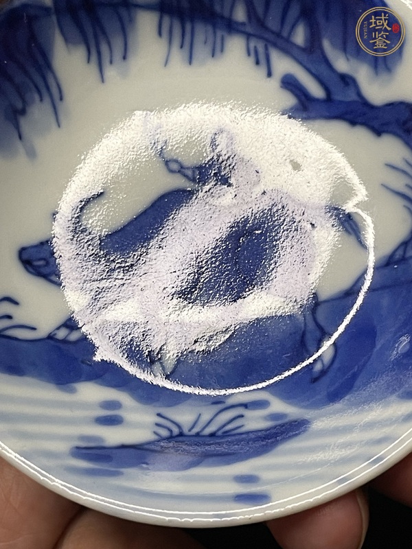 古玩陶瓷青花牧牛圖盤真品鑒賞圖