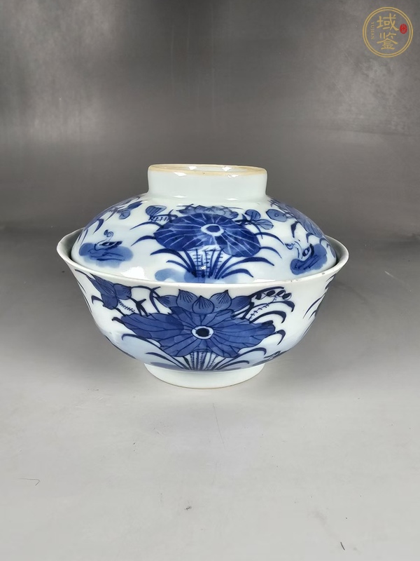 古玩若深珍藏款青花蓋碗真品鑒賞圖