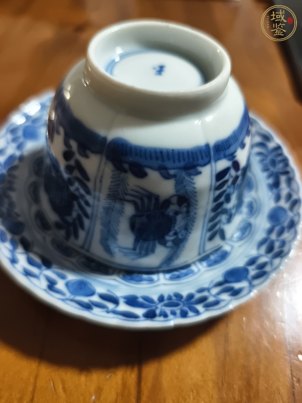 古玩陶瓷青花魚藻紋杯碟真品鑒賞圖